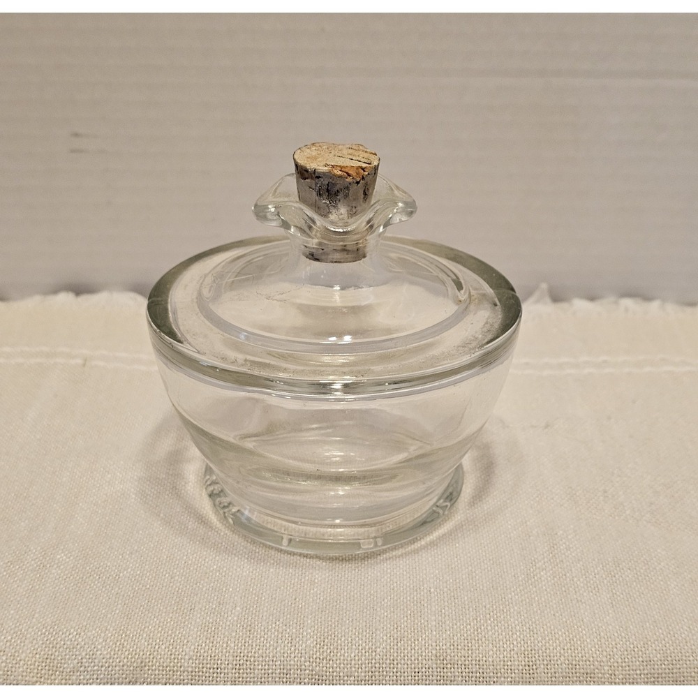 Vintage Clear Designed Glass Decanter Cork Stopper 3.5"H 4"D